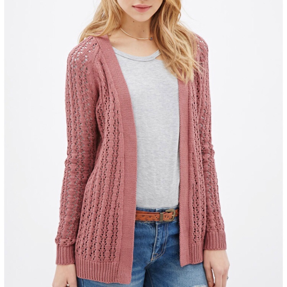 Forever 21 Mauve Pink Open Knit Cardigan